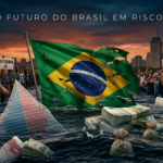 imagem impactante e cinematográfica no estilo de capa de artigo econômico